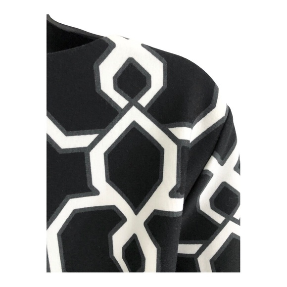 Black & off white geometry print colorblock mod style dress size medium new - Picture 8 of 16